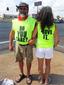 Vicki and me on the corner in front of Old Chicago on Wilma Rudolph.